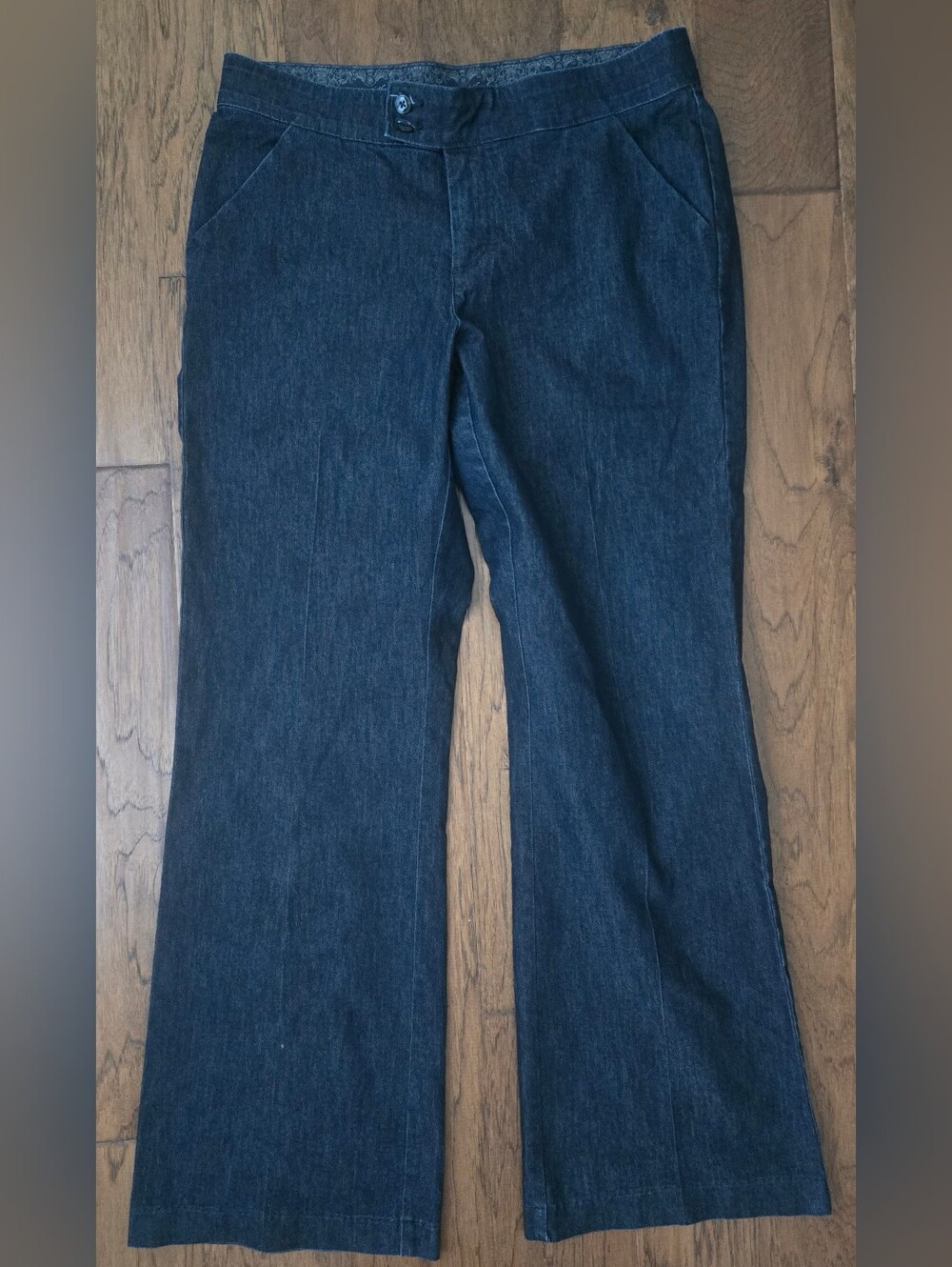 Lee Women's Wide-Leg No Gap Waistband Denim Blue Jeans 12